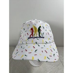 Drive Chip Putt All Over Print Embroidered Golf Hat Adjustable White Cap Casual